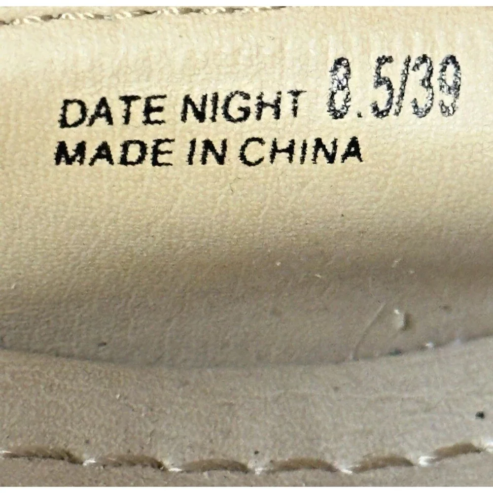 CL by Laundry Date Night Espadrille Women 8.5 Tan & Gold Canvas Platform Wedge